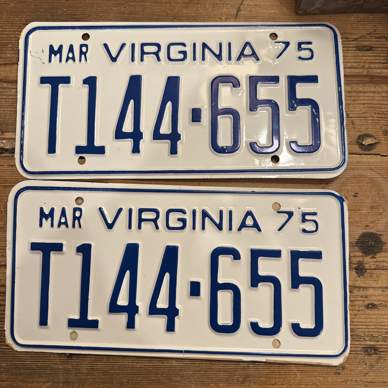 1975 VIRGINIA License Plates NOS Gorgeous Pair Orig Mailing Envelope T 144 655 1975 VIRGINIA License Plates NOS Gorgeous Pair Orig Mailing Envelope T 144 655