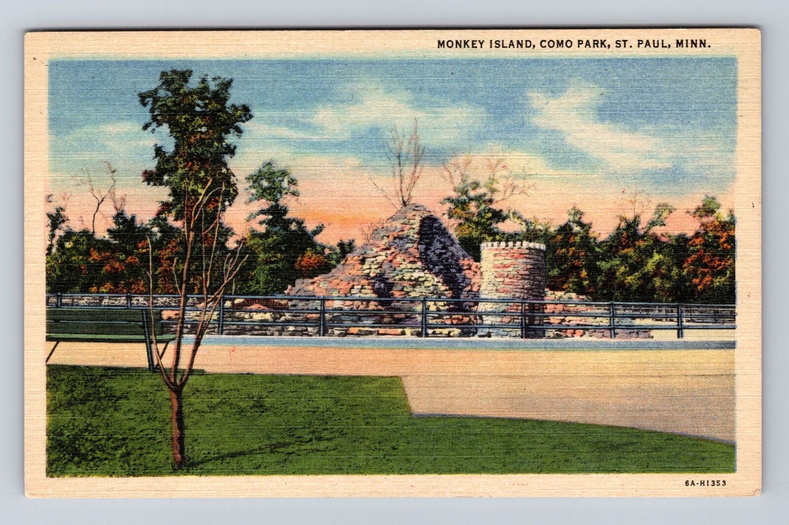 St Paul MN- Minnesota, Monkey Island, Como Park, Antique, Vintage Postcard