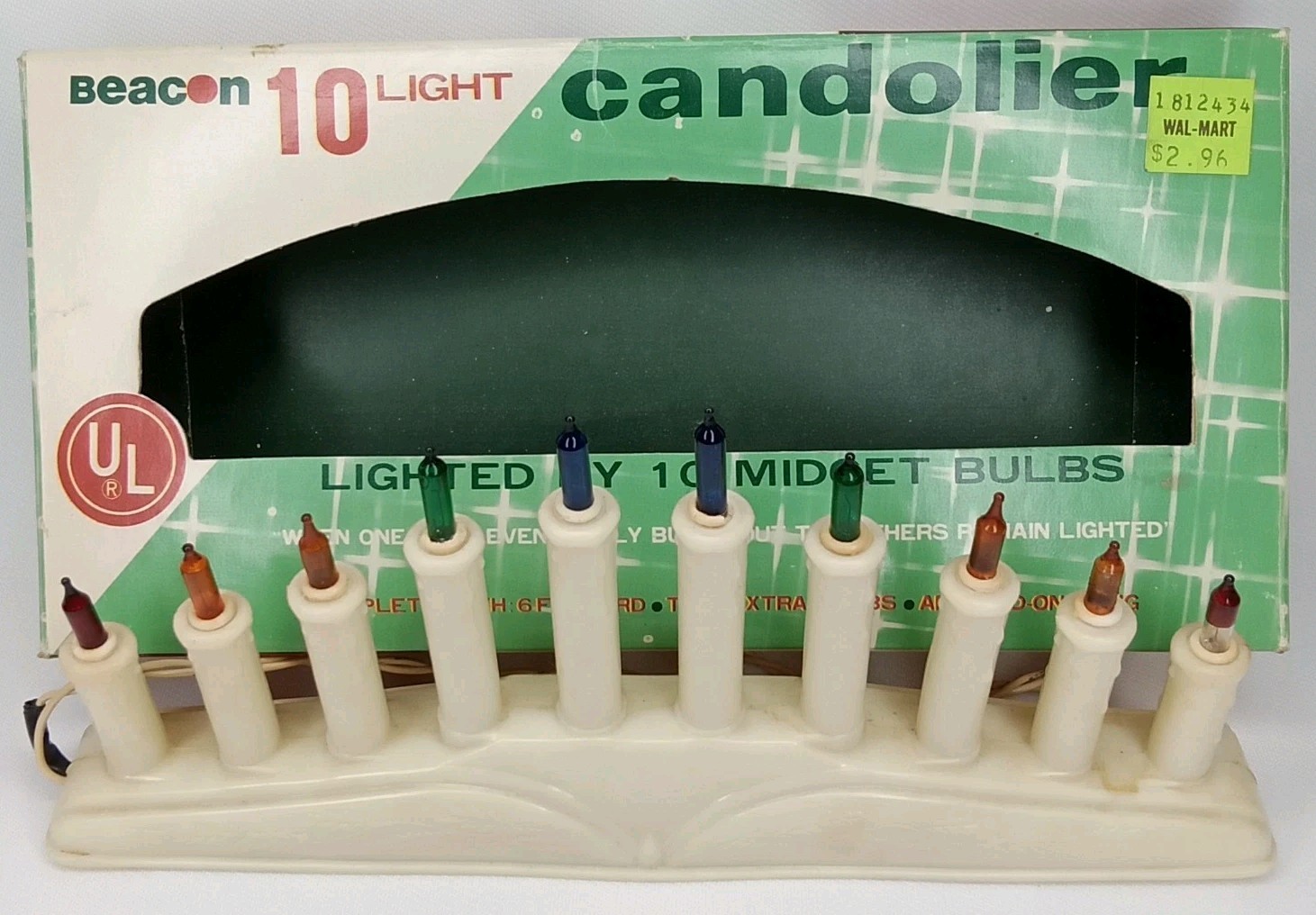 Vintage 1980s Beacon Multicolor 10 Light Christmas Candolier With Original Box