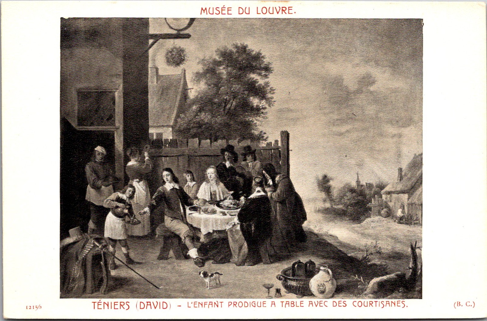 Musée du Louvre David Téniers Prodigal Son at Table Vintage Postcard 4P23-23 Musée du Louvre David Téniers Prodigal Son at Table Vintage Postcard 4P23-23