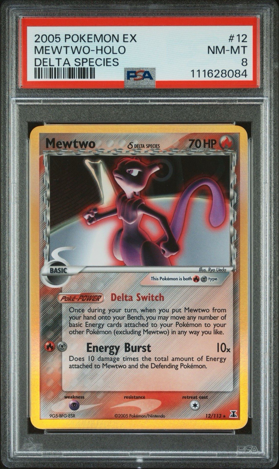 MEWTWO 2005 POKEMON EX DELTA SPECIES 12/113 RARE HOLO PSA 8 MEWTWO 2005 POKEMON EX DELTA SPECIES 12/113 RARE HOLO PSA 8