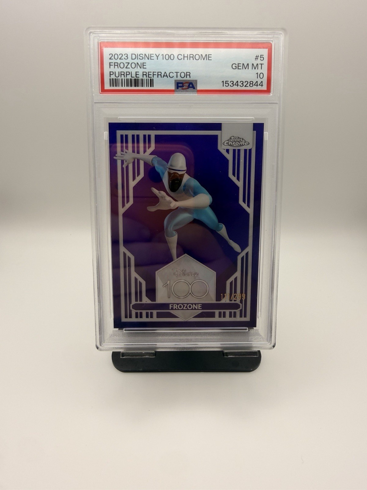 Topps 2023 Disney100 Chrome Frozone #5 Purple Refractor /299 PSA 10