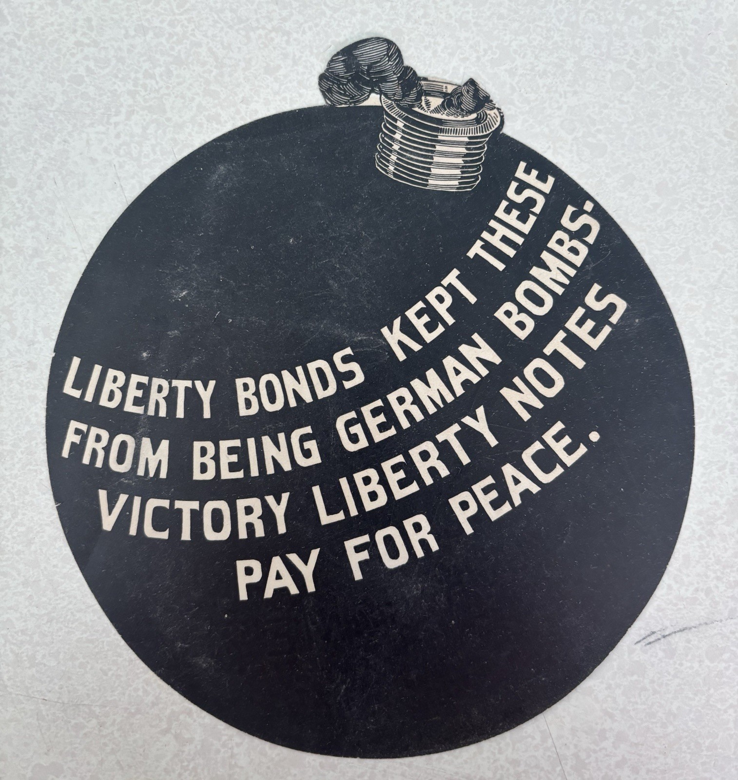 WW 1 Era Bomb Shaped Liberty Bond Promotion, C. 1918-1919, Double-Sided, Paper