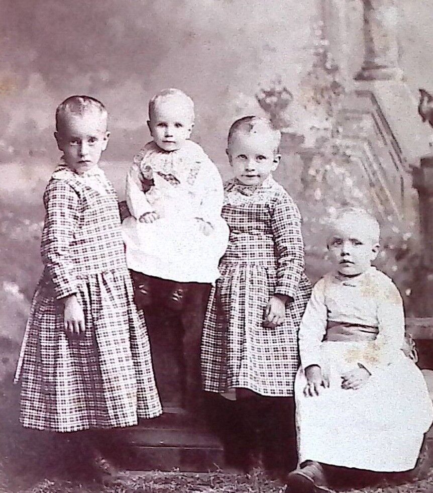 C.1880/90s Cabinet Card Minneapolis MN Bad Hair Day Shaved Head Children A118