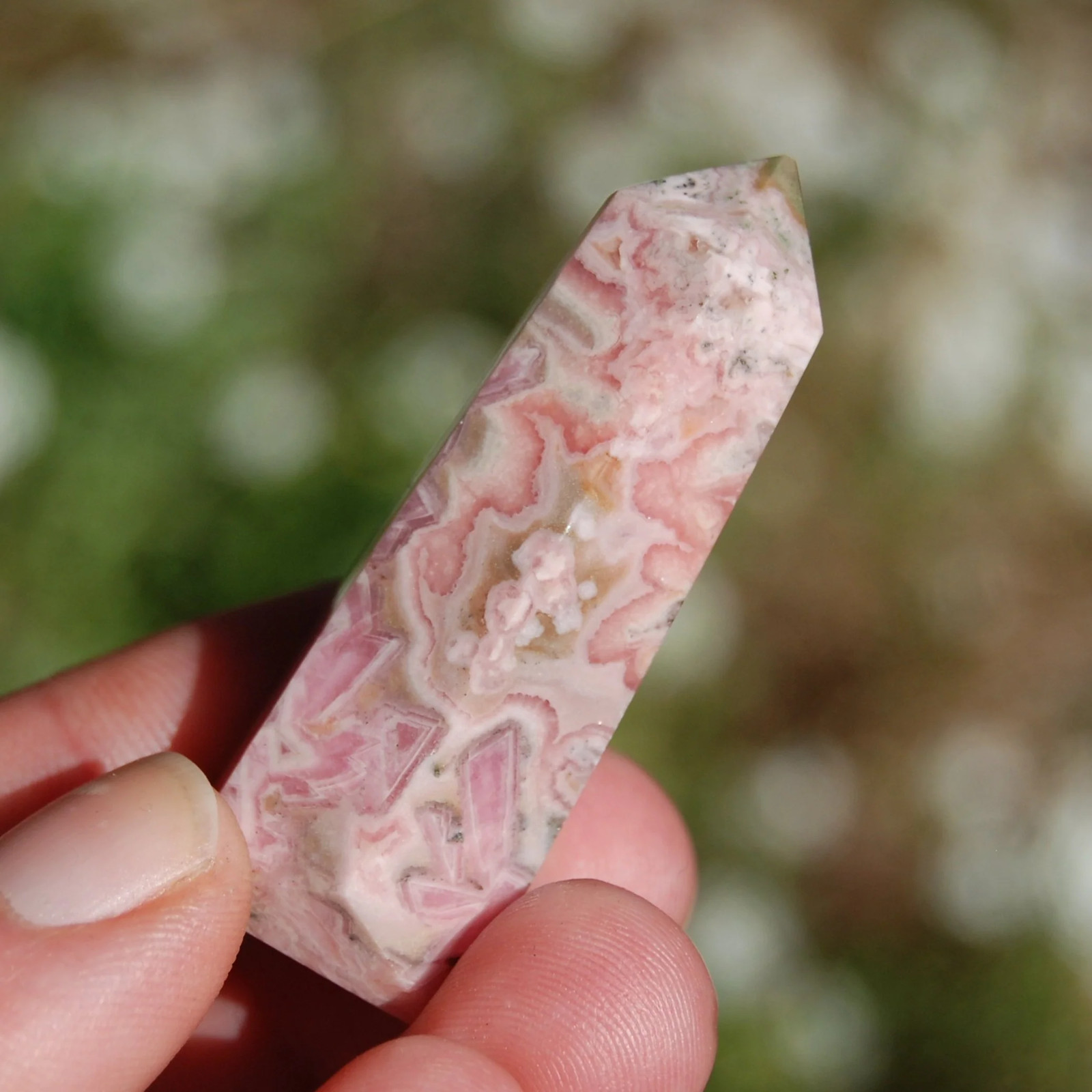 2in 37g Genuine Rhodochrosite Crystal Gemstone Tower, Argentina 2in 37g Genuine Rhodochrosite Crystal Gemstone Tower, Argentina