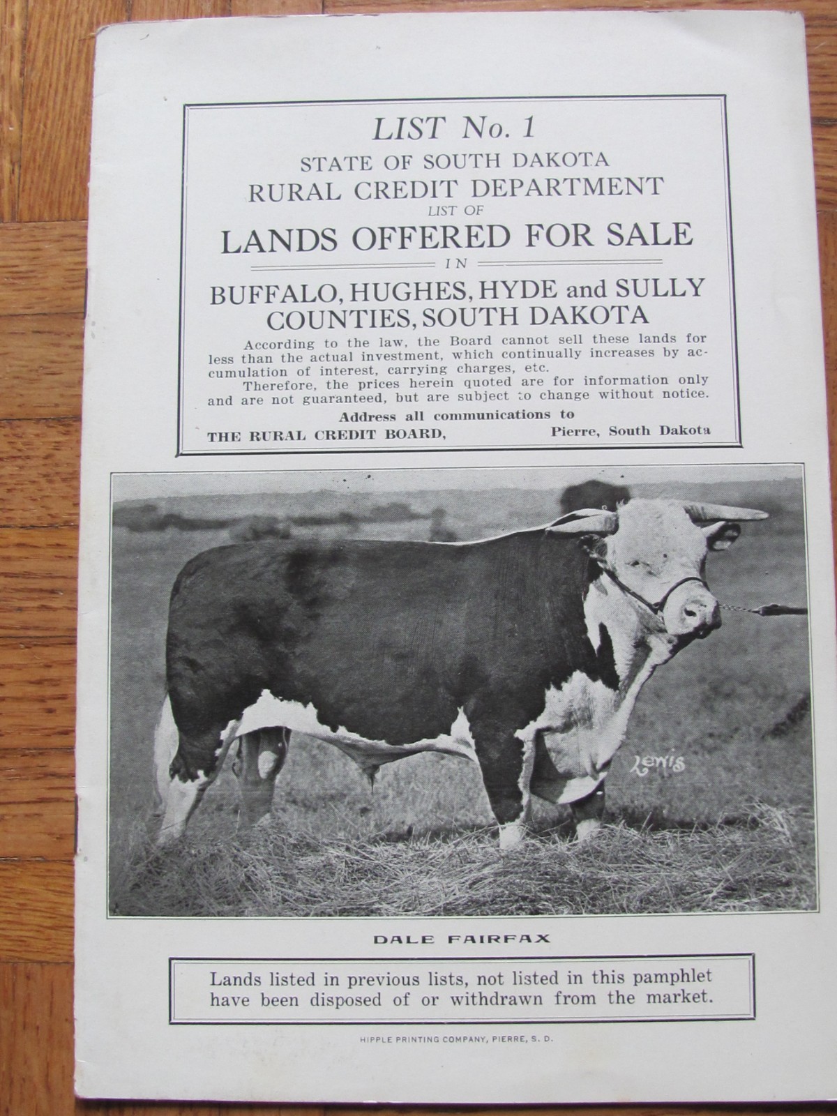 1927 CATALOG BOOKLET SOUTH DAKOTA FARMLAND SALE BUFFALO HUGHES HYDE SULLY COUNTY 1927 CATALOG BOOKLET SOUTH DAKOTA FARMLAND SALE BUFFALO HUGHES HYDE SULLY COUNTY