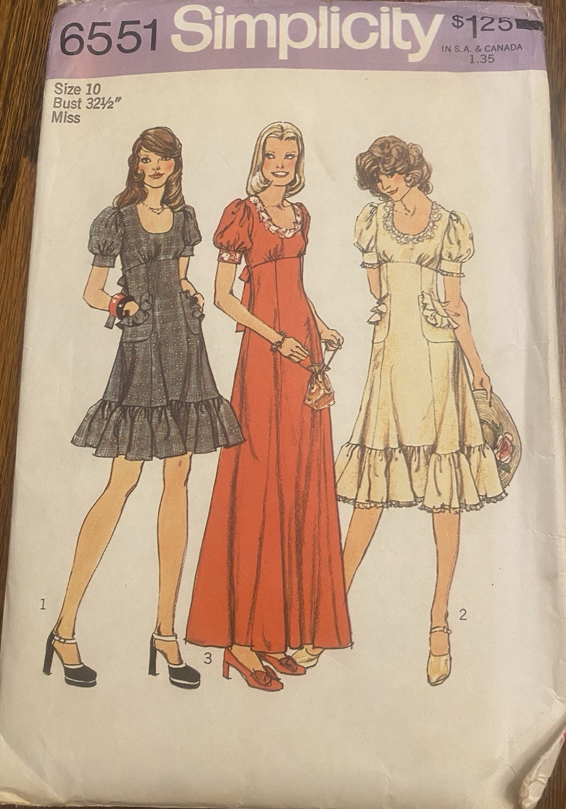 Vintage Retro 1974 Simplicity Pattern 6551 Misses Dresses 3 Lengths Sz 10 Vintage Retro 1974 Simplicity Pattern 6551 Misses Dresses 3 Lengths Sz 10