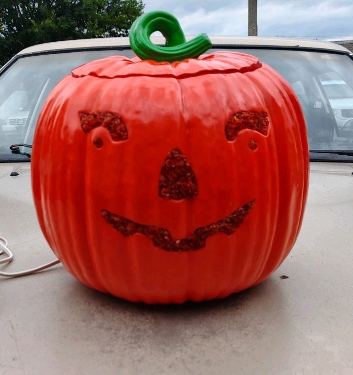 Rare Vtg Atlantic Ceramic Pumpkin Light Jack O Lantern Halloween Plug In w Lid