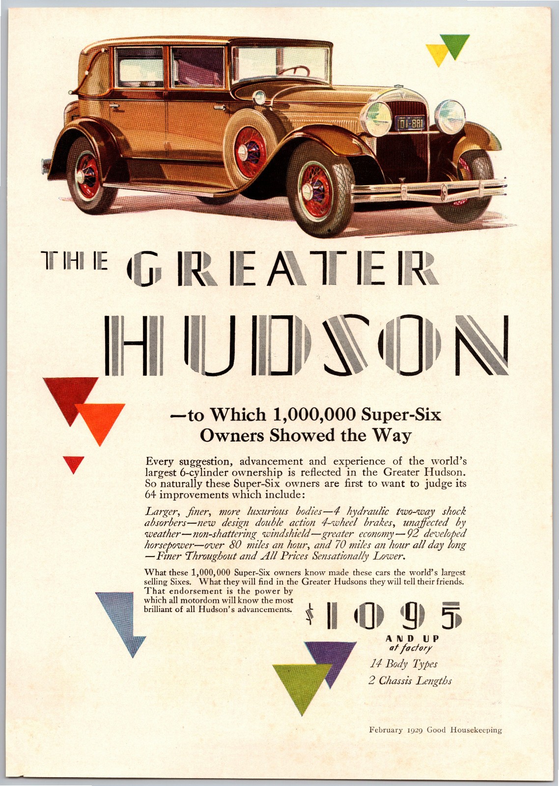Vintage 1929, Hudson, Auto, Automobile, Car, 20's Print Ad Vintage 1929, Hudson, Auto, Automobile, Car, 20's Print Ad