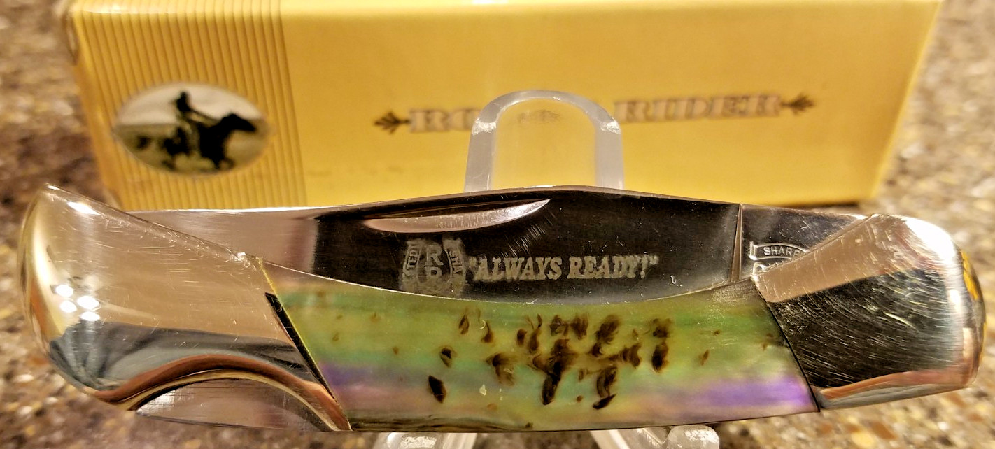 Rough Rider RR357, Lockback Imit. Abalone, 3-5/8\
