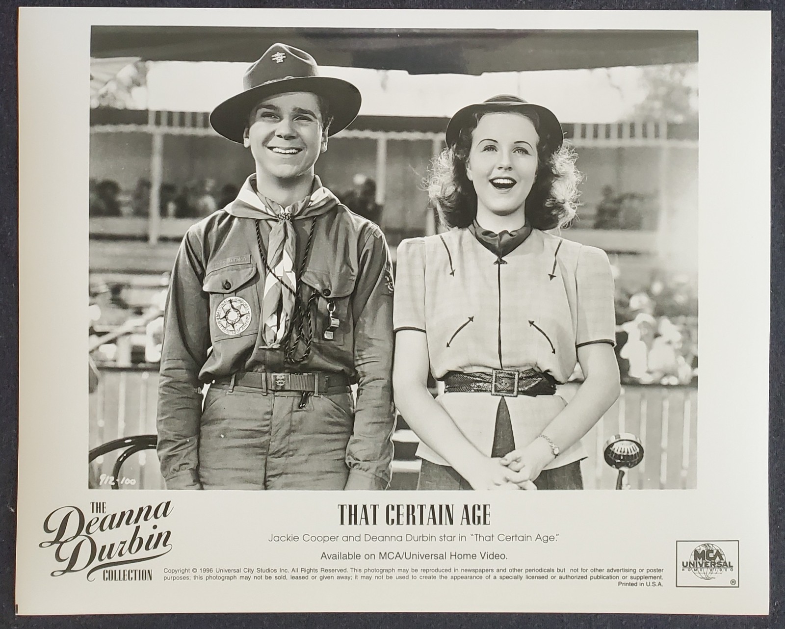 1940s Jackie Cooper Deanna Durbin 1996 Universal Hollywood 8x10 PR Photograph 1940s Jackie Cooper Deanna Durbin 1996 Universal Hollywood 8x10 PR Photograph