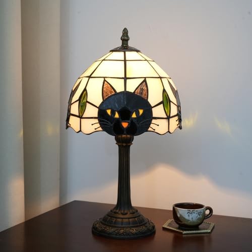 Tiffany Style Black Cat Stained Glass Table Lamp Cute Small Quirky Table Lamp Tiffany Style Black Cat Stained Glass Table Lamp Cute Small Quirky Table Lamp