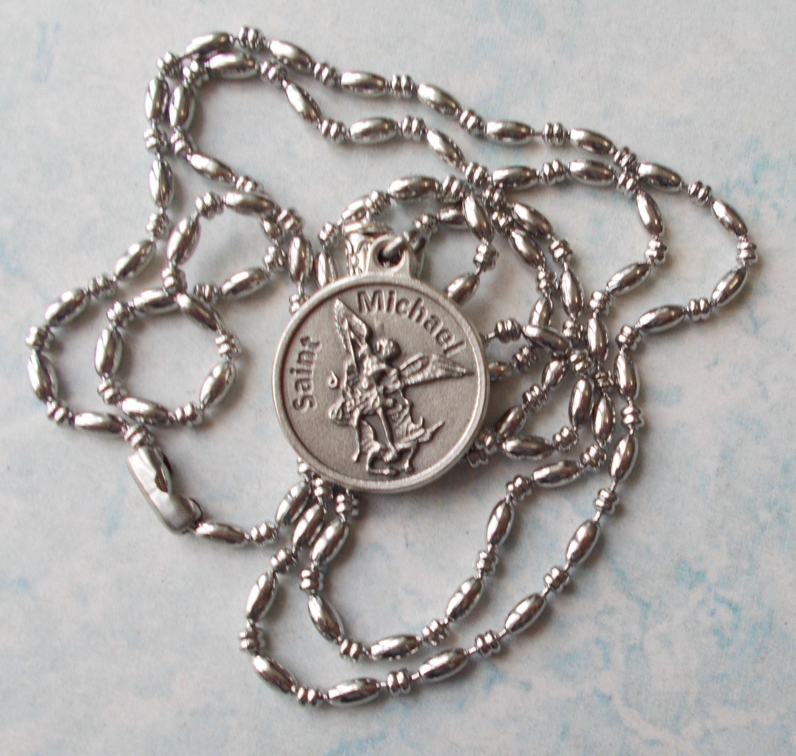 Rare ARCHANGEL St MICHAEL Saint Medal NECKLACE Pendant Angel Stainless Chain 30 Rare ARCHANGEL St MICHAEL Saint Medal NECKLACE Pendant Angel Stainless Chain 30