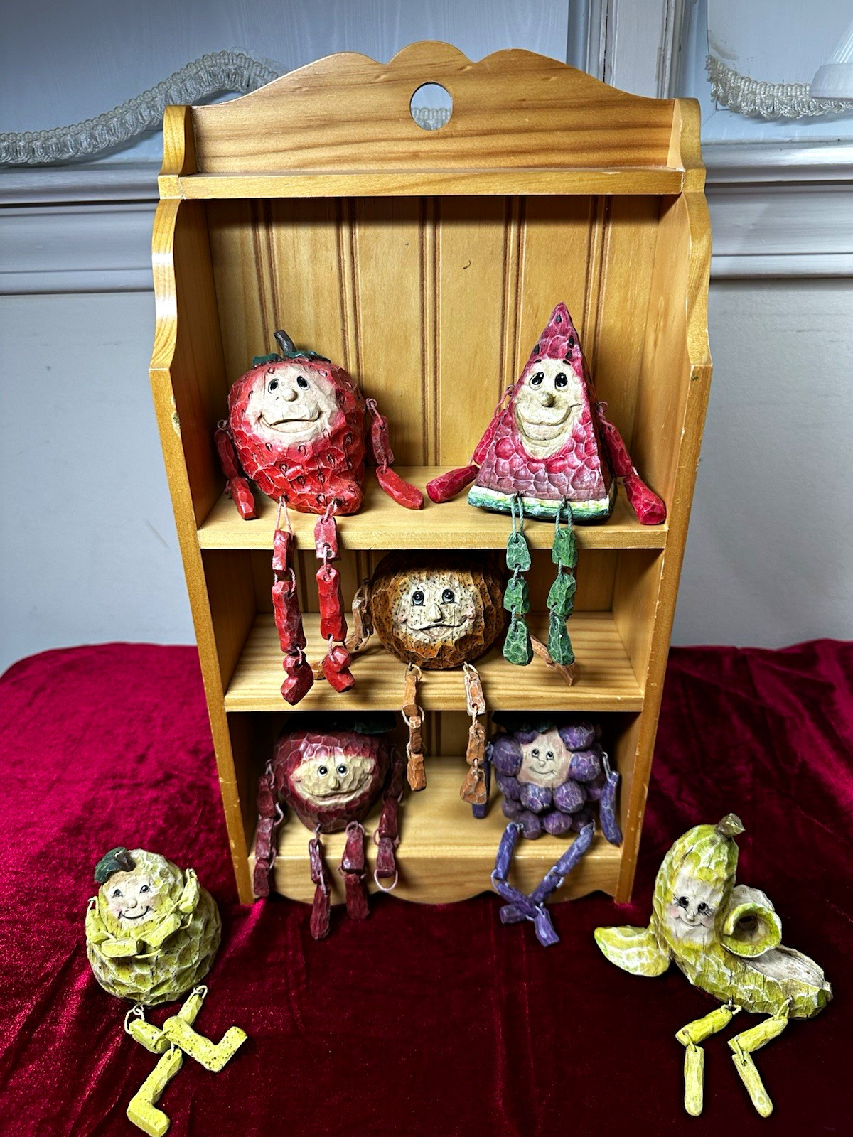 Vintage Anthropomorphic Fruit Shelf Sitters (Set of 7) (shelf not included)