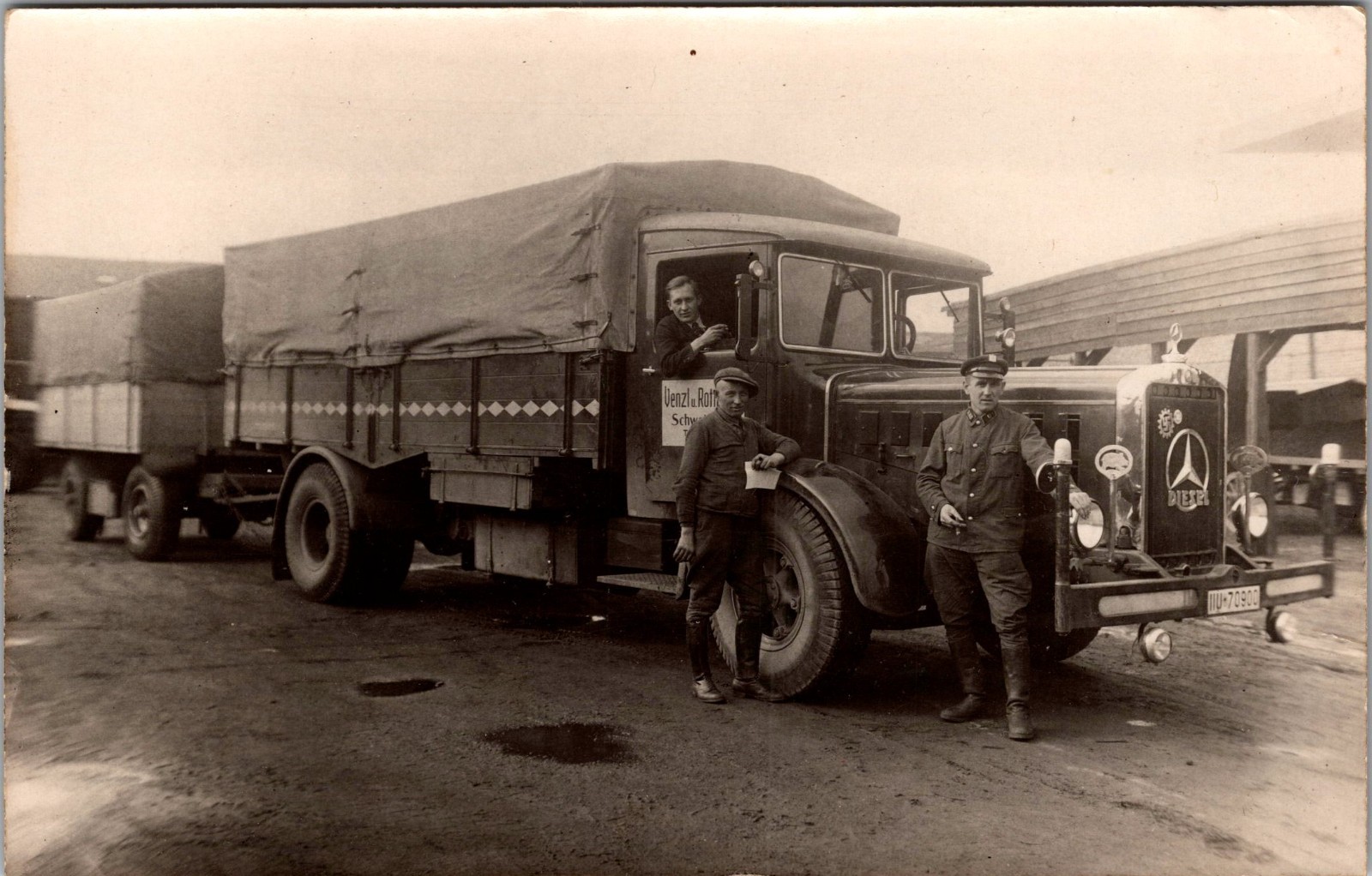 Vintage RPPC Postcard 1930s Mercedes-Benz Diesel Truck Trailer Bavaria Germany