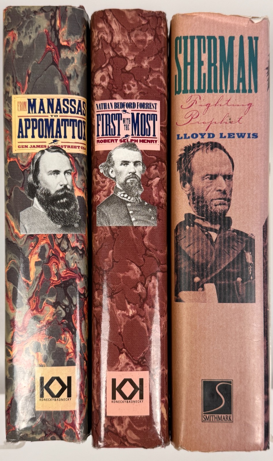 Civil War Generals Lot Longstreet Forrest Sherman Biography Hardcover 3 Book