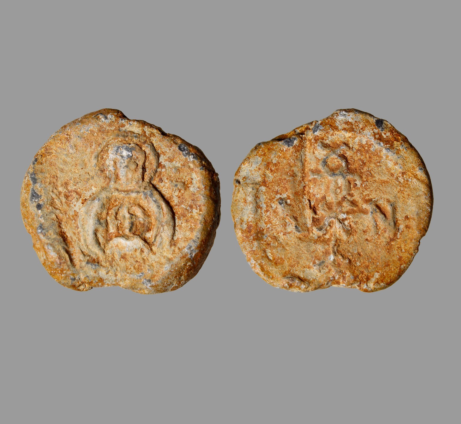 CERTIFIED Antiquity Byzantine Crusader Lead Seal Jesus and Virgin Mary 1100AD