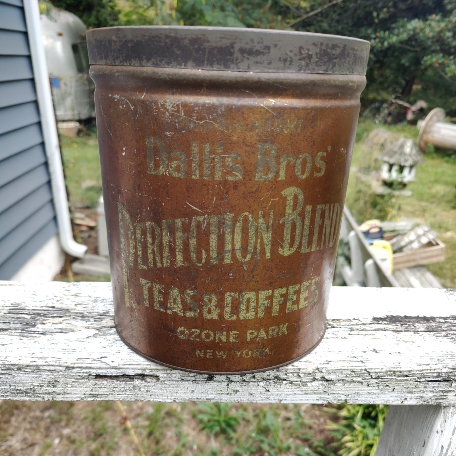 Rare Vintage Dallis Bros 5 lb Teas & Coffee Can/Tin Ozone Park New York Rare Vintage Dallis Bros 5 lb Teas & Coffee Can/Tin Ozone Park New York