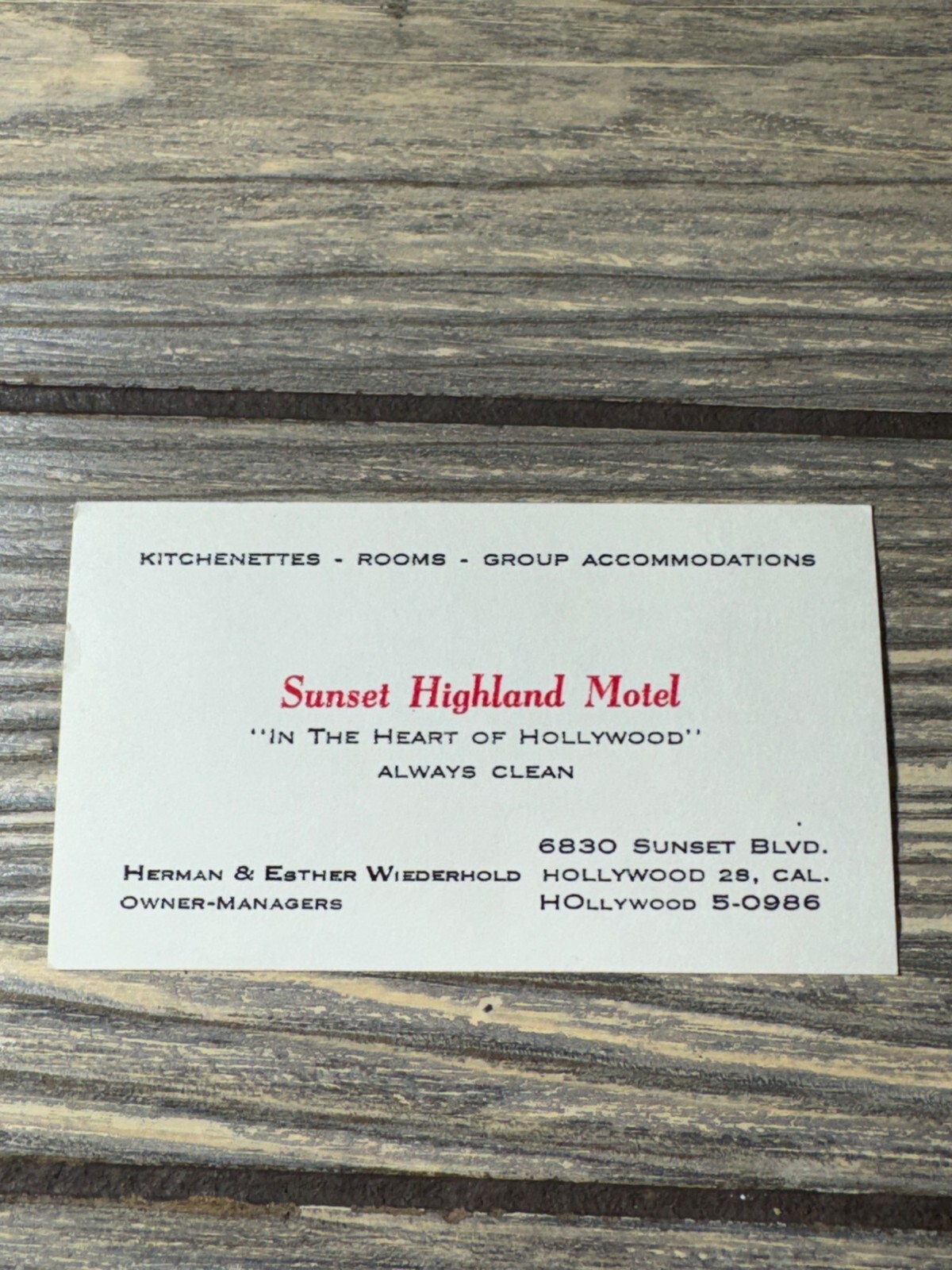 Vintage Sunset Highland Motel Business Card Hollywood Memorabilia Collectible Ep Vintage Sunset Highland Motel Business Card Hollywood Memorabilia Collectible Ep