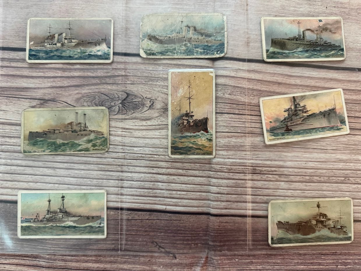 Set 8 Vintage Tobacco Cigarettes Cards The World\'s Dreadnoughts Old Battleships