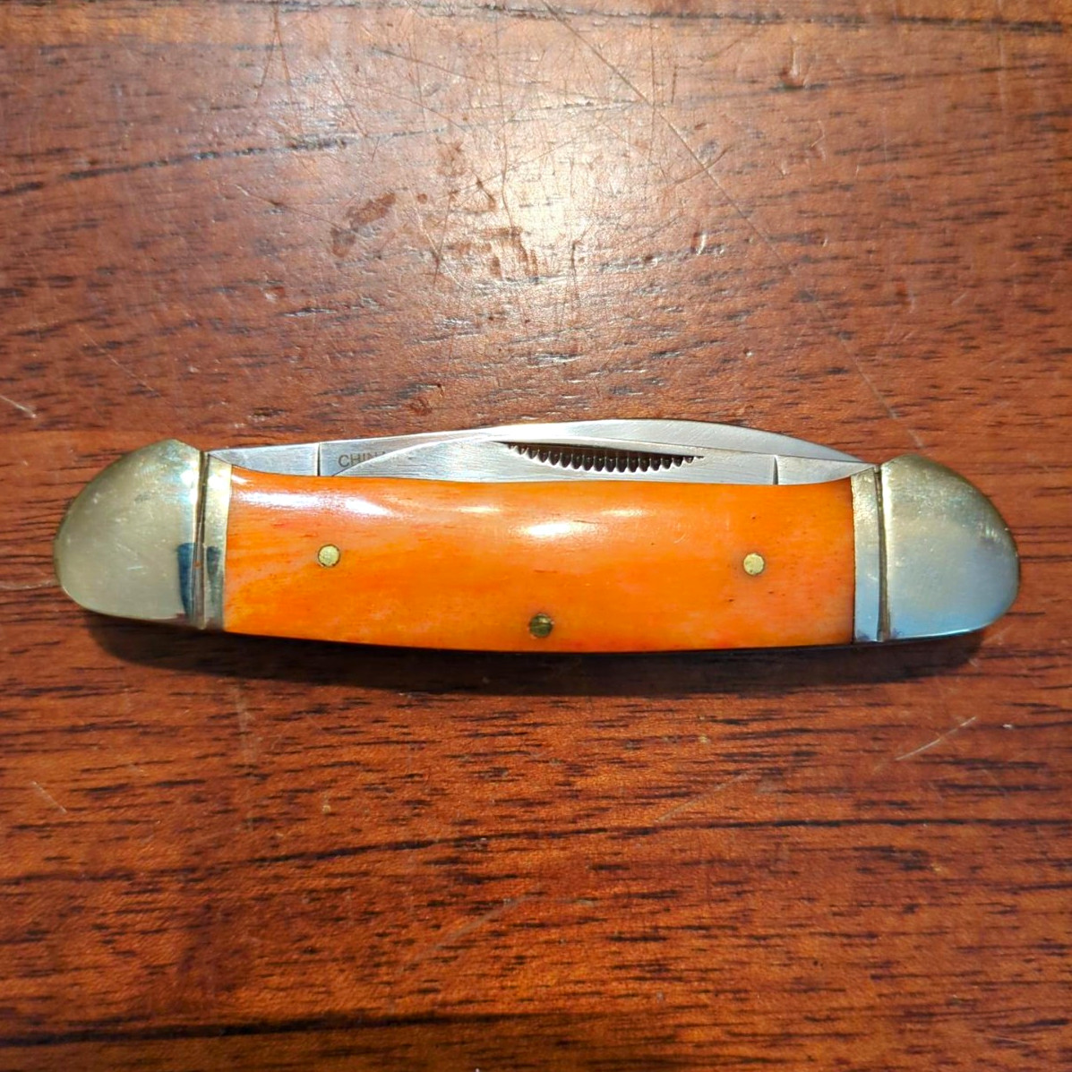 Rough Rider RR046 Always Ready 2-Blade Slipjoint Pocketknife Orange Bone 2001 Rough Rider RR046 Always Ready 2-Blade Slipjoint Pocketknife Orange Bone 2001