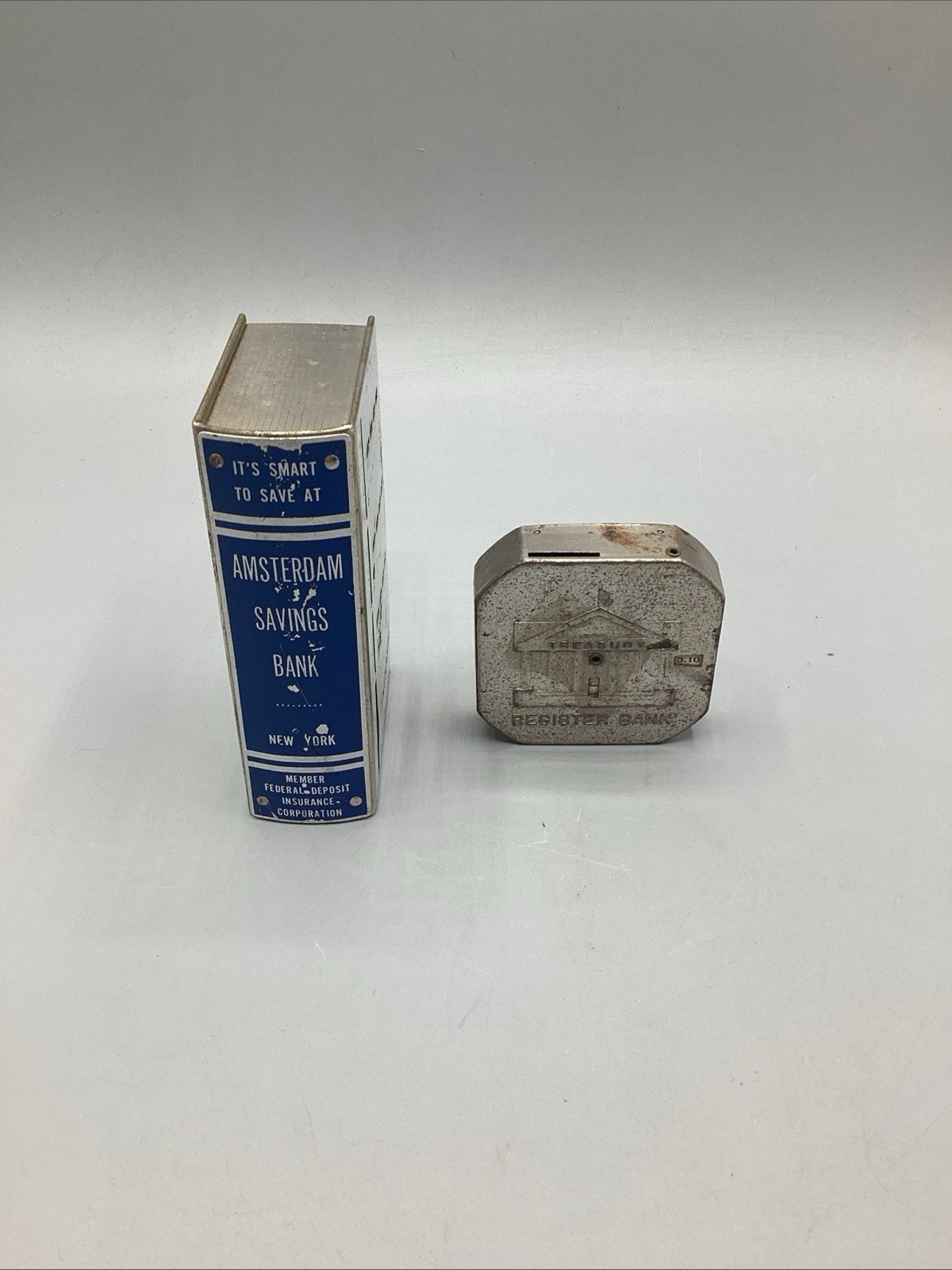 (2) Vintage Metal Money Banks Lot *Estate Find* (2) Vintage Metal Money Banks Lot *Estate Find*