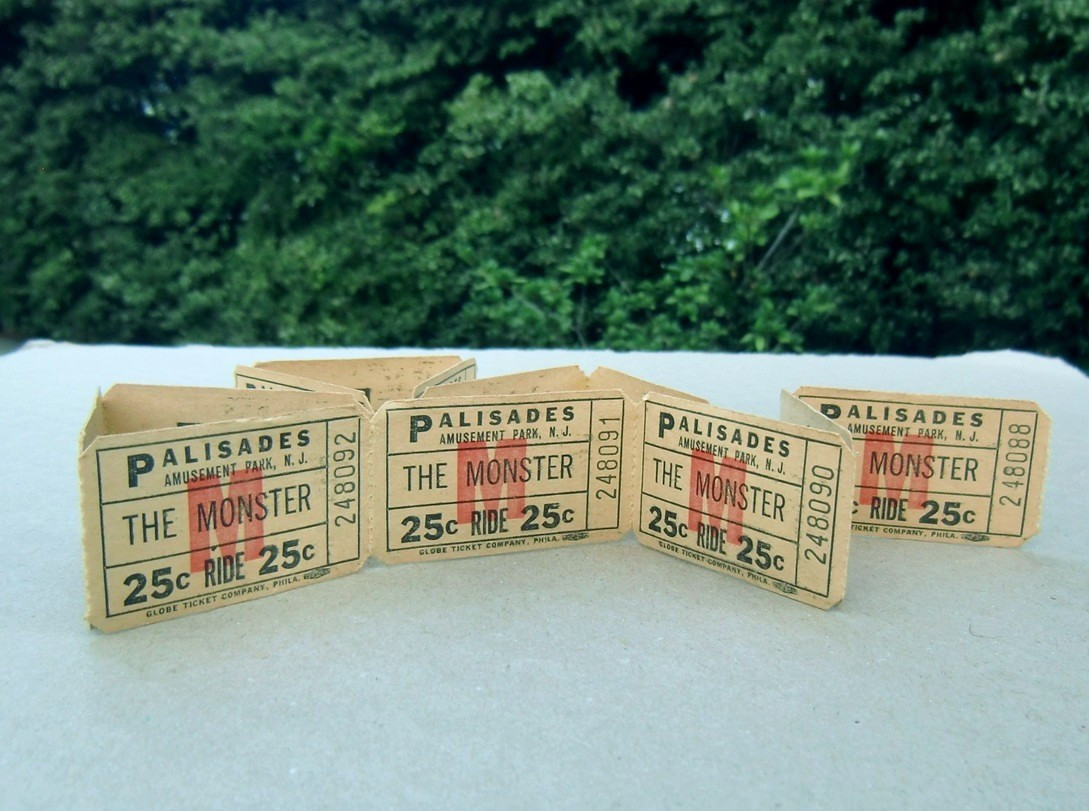 Palisades Amusement Park The Monster Ride Tickets Strip 12 Consecutive Numbers Palisades Amusement Park The Monster Ride Tickets Strip 12 Consecutive Numbers