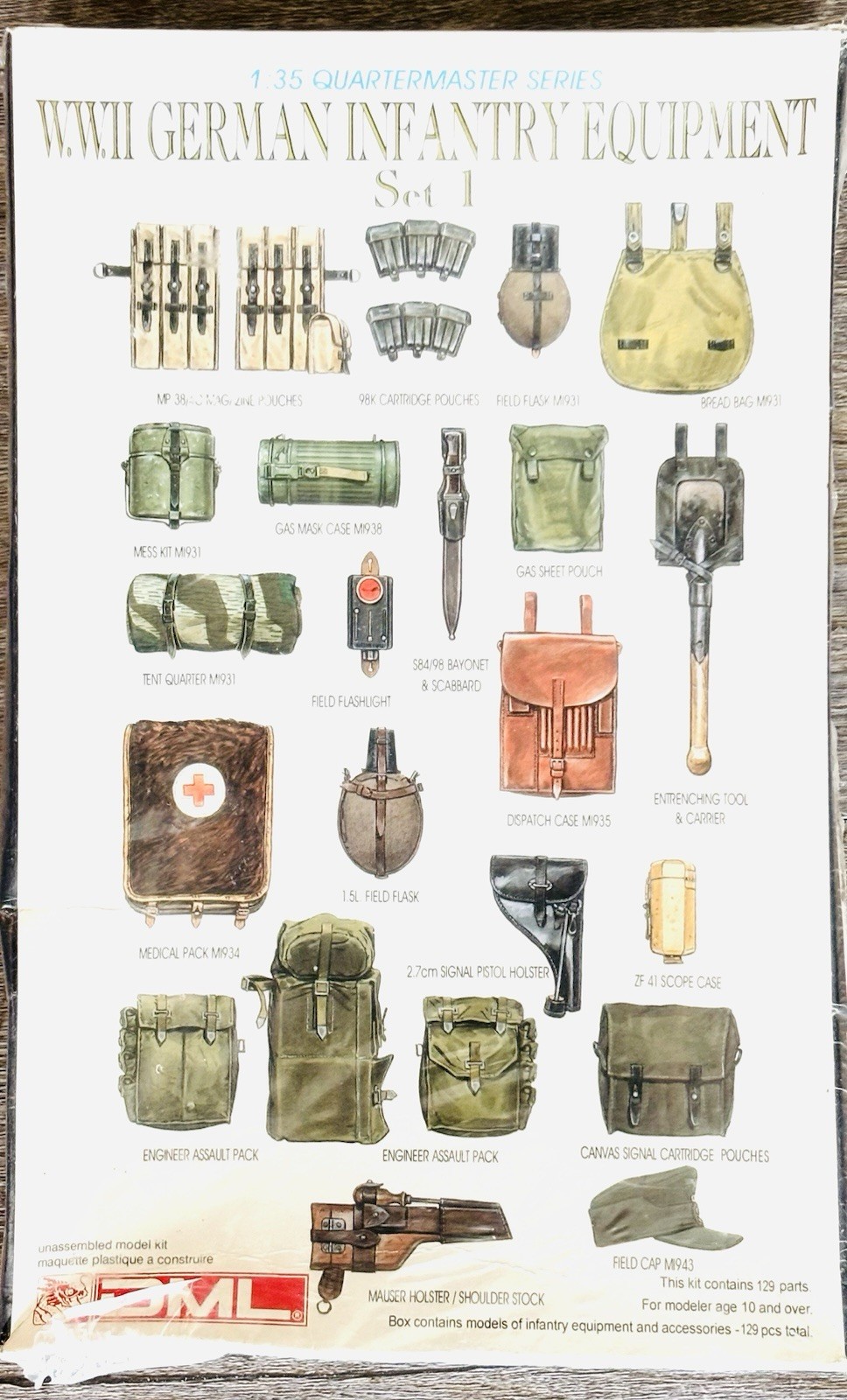 1/35 WWII German Infantry Equipment Set 1 Model Kit Seal Damaged See Pics