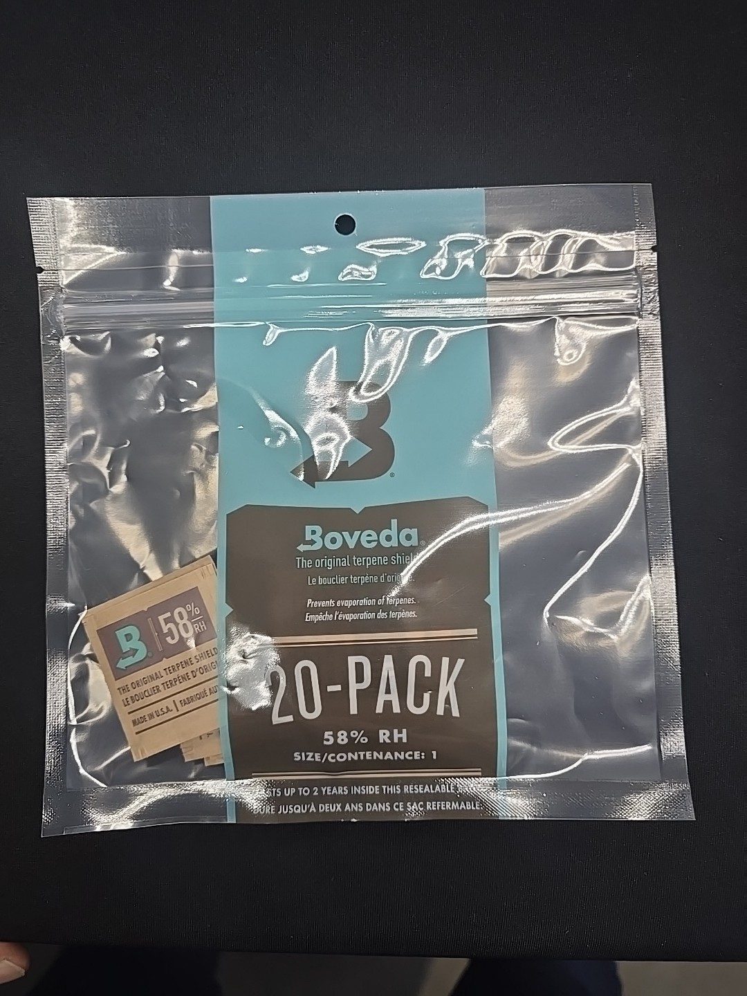 Boveda 58% 1g Square Humidity Pack (20/pk) Baggie Boveda 58% 1g Square Humidity Pack (20/pk) Baggie
