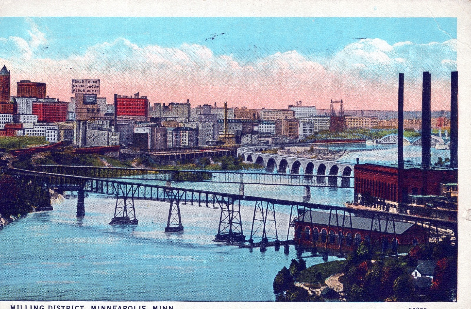 Vintage Postcard, Milling District, Minneapolis, MN, C1920s, used Vintage Postcard, Milling District, Minneapolis, MN, C1920s, used