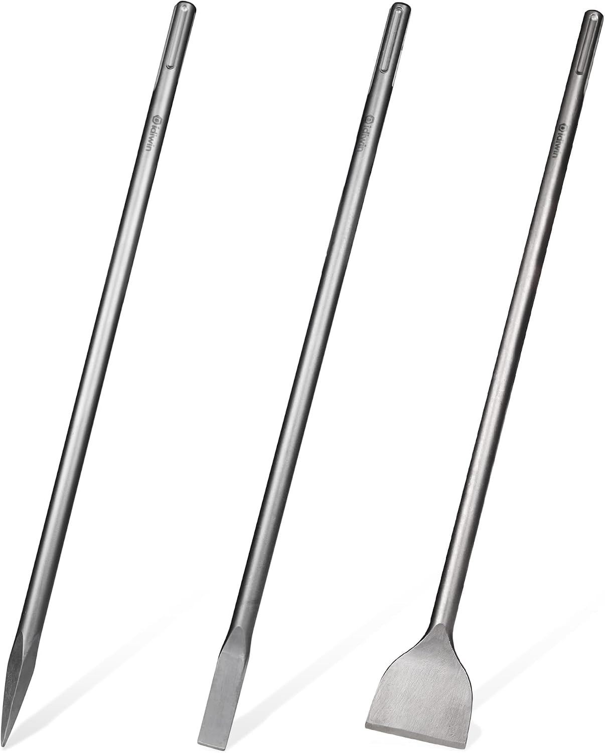 24-Inch SDS Max 3Pc Set - 3'' Scaling Chisels, 1'' Flat Chisel and Point Chisel 24-Inch SDS Max 3Pc Set - 3'' Scaling Chisels, 1'' Flat Chisel and Point Chisel