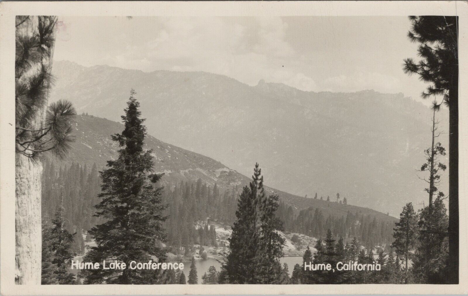 RPPC c1940s Birds eye view Hume Lake Conference Hume California photo D341
