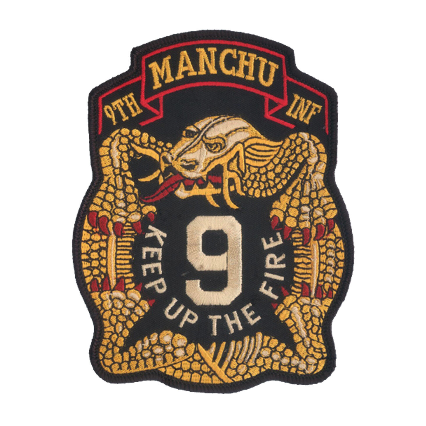 9th Infantry Regiment HUGE Embroidered Back Patch - Manchu - Infantry US Ranger