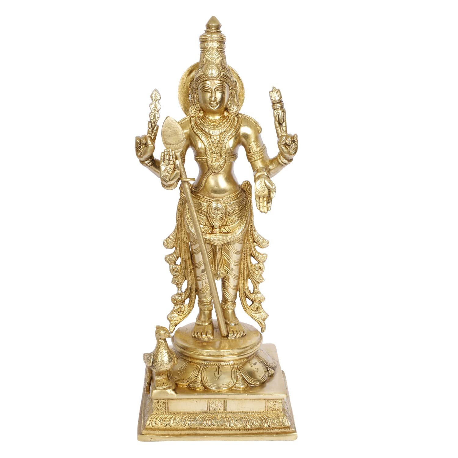 Brass Lord Murugan Kartikeya Statue Kumaraswamy Swaminatha Skanda Idol 14 Inch