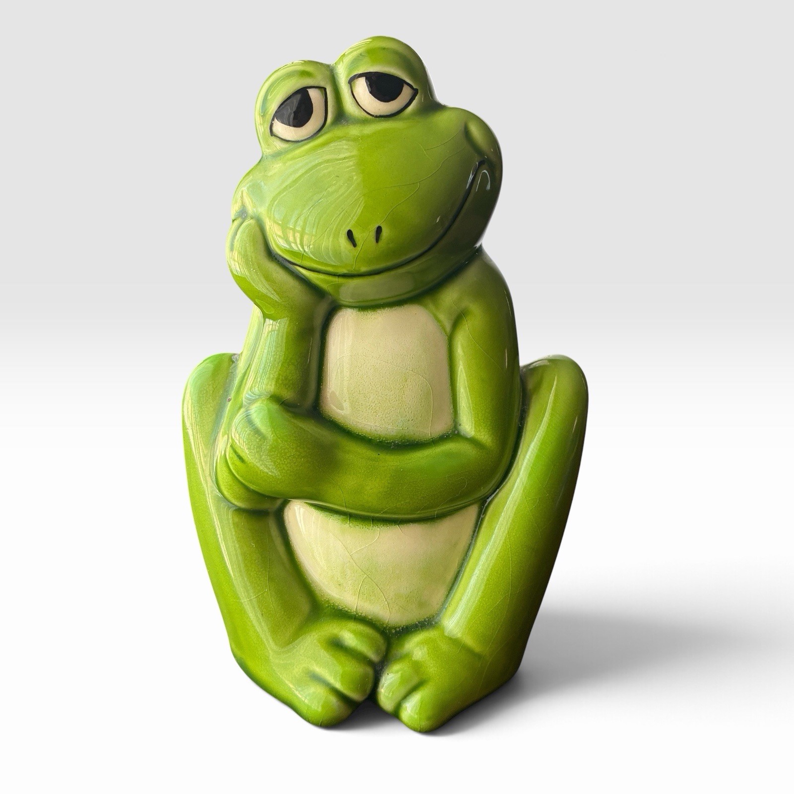 Vintage Norcrest Frog Piggy Bank Ceramic Green Anthropomorphic 5.75” Vintage Norcrest Frog Piggy Bank Ceramic Green Anthropomorphic 5.75”