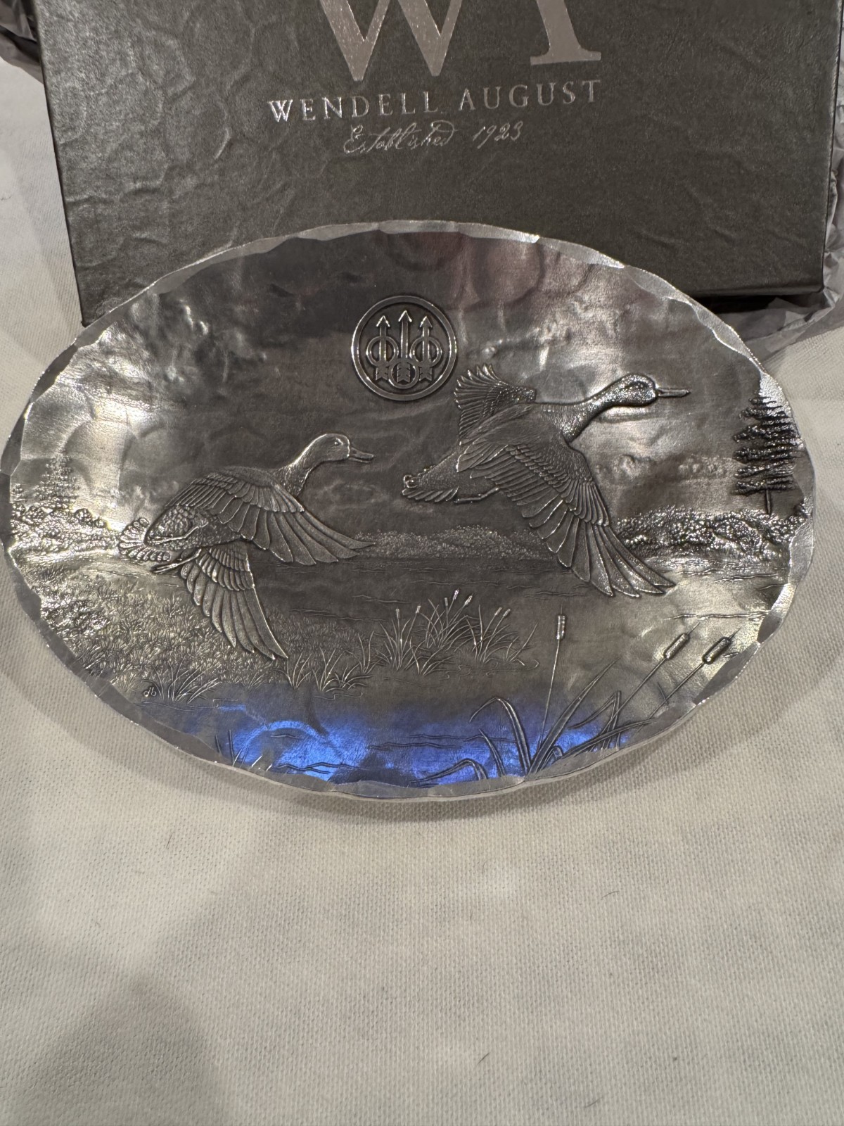 Wendell August Forge Hammered Aluminum Duck & Beretta Tray/Dish (New) Aprx 8 Wendell August Forge Hammered Aluminum Duck & Beretta Tray/Dish (New) Aprx 8
