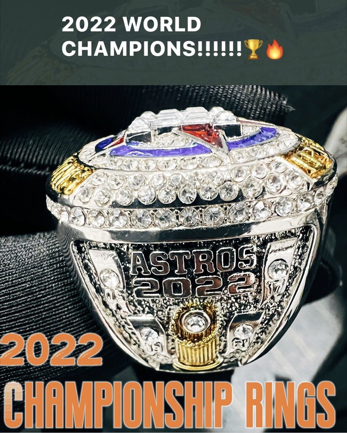 Houston Astros 2022 World Series Champions Commemorative Ring with Display case