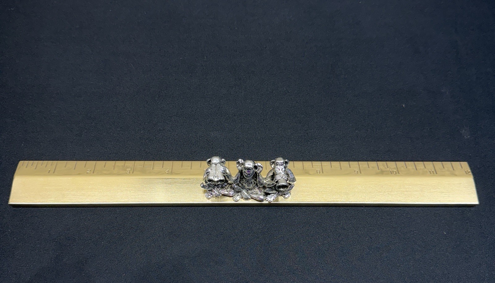 Vintage Three Wise Monkeys Solid Brass 12” Ruler/ Paperweight Vintage Three Wise Monkeys Solid Brass 12” Ruler/ Paperweight