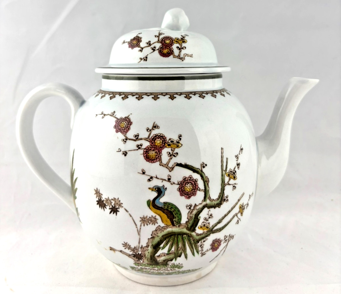 Wedgwood Old Chelsea Teapot Lid England Peacock Floral Vintage 1969-1982