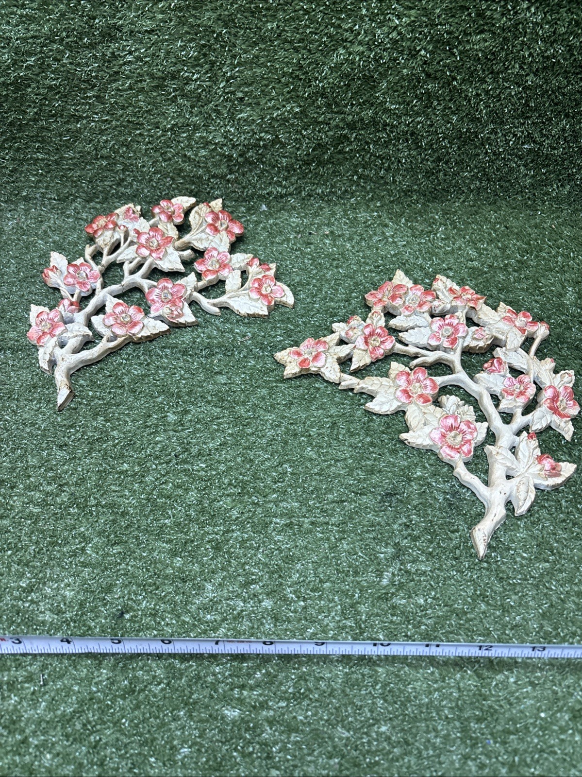 1986 Vintage Burwood Dogwood Wall Hanging Decor Pair Very Good Condition