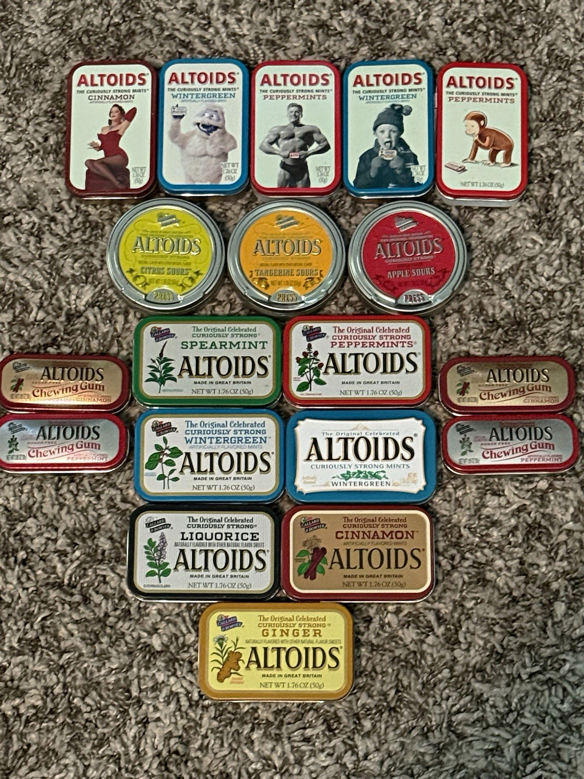 Vintage Altoids Tin Collection Lot 17 Rare Sours Gum Ginger Liquorice Empty Vintage Altoids Tin Collection Lot 17 Rare Sours Gum Ginger Liquorice Empty