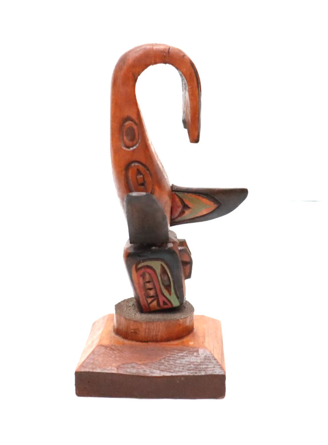 Carved Totem Pole Orca Whale Signed George James Northwest Coast Native American Carved Totem Pole Orca Whale Signed George James Northwest Coast Native American