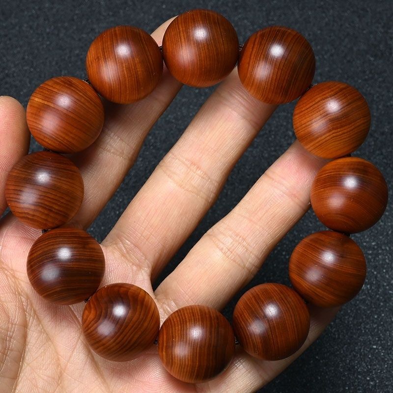 20mm 12 Beads Taihang Cliff Cypress Aged Black Oil Prayer Beads Bracelet