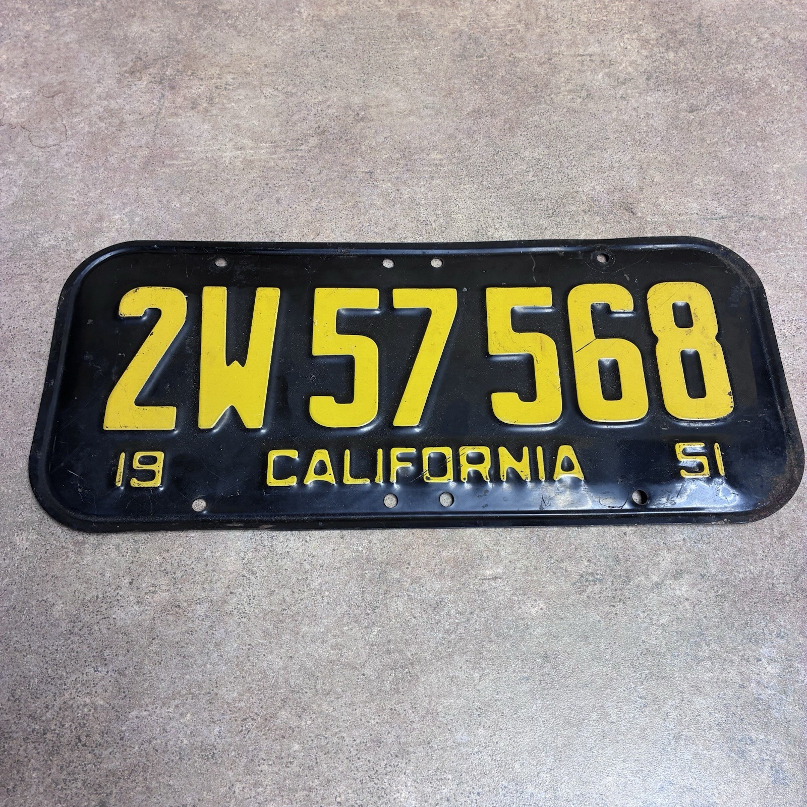 Vtg 1951 California License Plate Black Yellow Original Vtg 1951 California License Plate Black Yellow Original