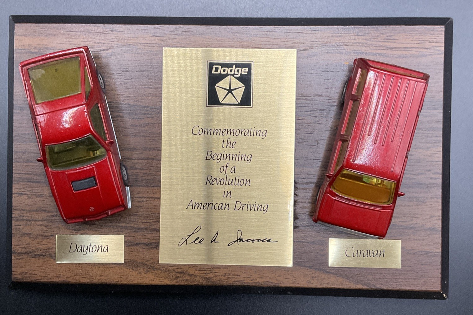 Rare 1984 Dodge Daytona/Caravan Die Cast Dealer Display Plaque Lee Iacocca Mopar Rare 1984 Dodge Daytona/Caravan Die Cast Dealer Display Plaque Lee Iacocca Mopar