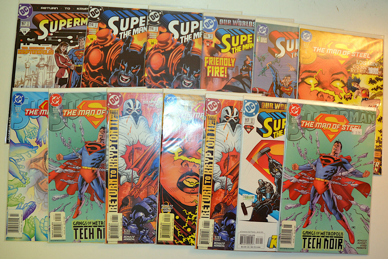 Superman Lot 13 #167,Man Steel 114x2,116,117,125x2,126,127x2,... DC 2001 Comics