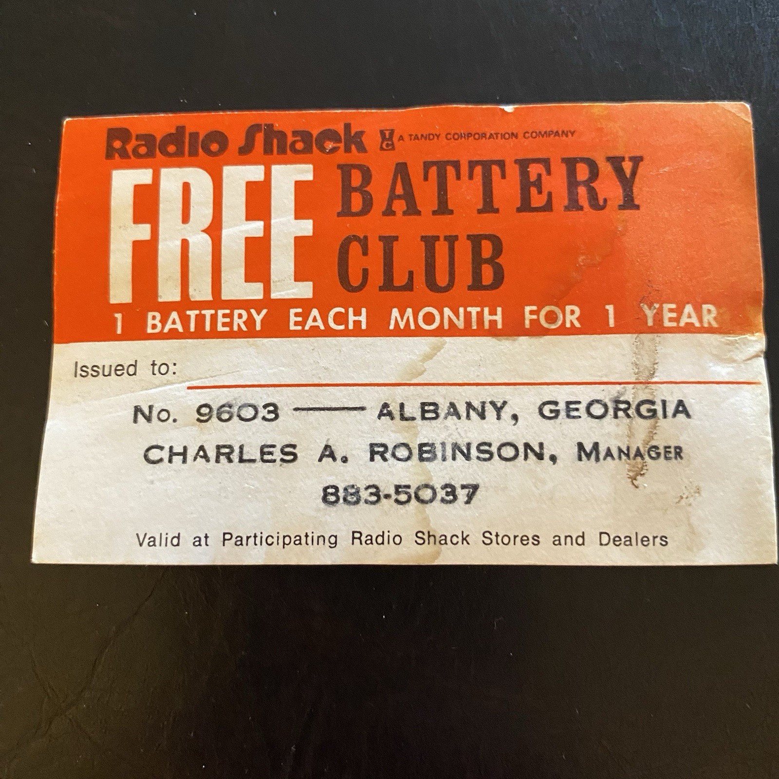 Vintage RadioShack free battery club card Nostalgia Electronics Short Circuit Vintage RadioShack free battery club card Nostalgia Electronics Short Circuit