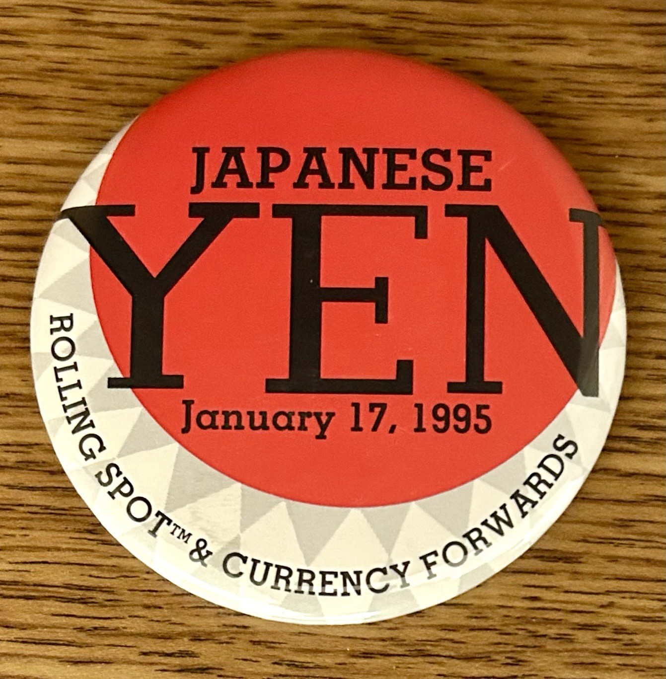 Vintage 1995 Japanese Yen CME Launch Pin Trading Floor Button Wall Street CBOT Vintage 1995 Japanese Yen CME Launch Pin Trading Floor Button Wall Street CBOT