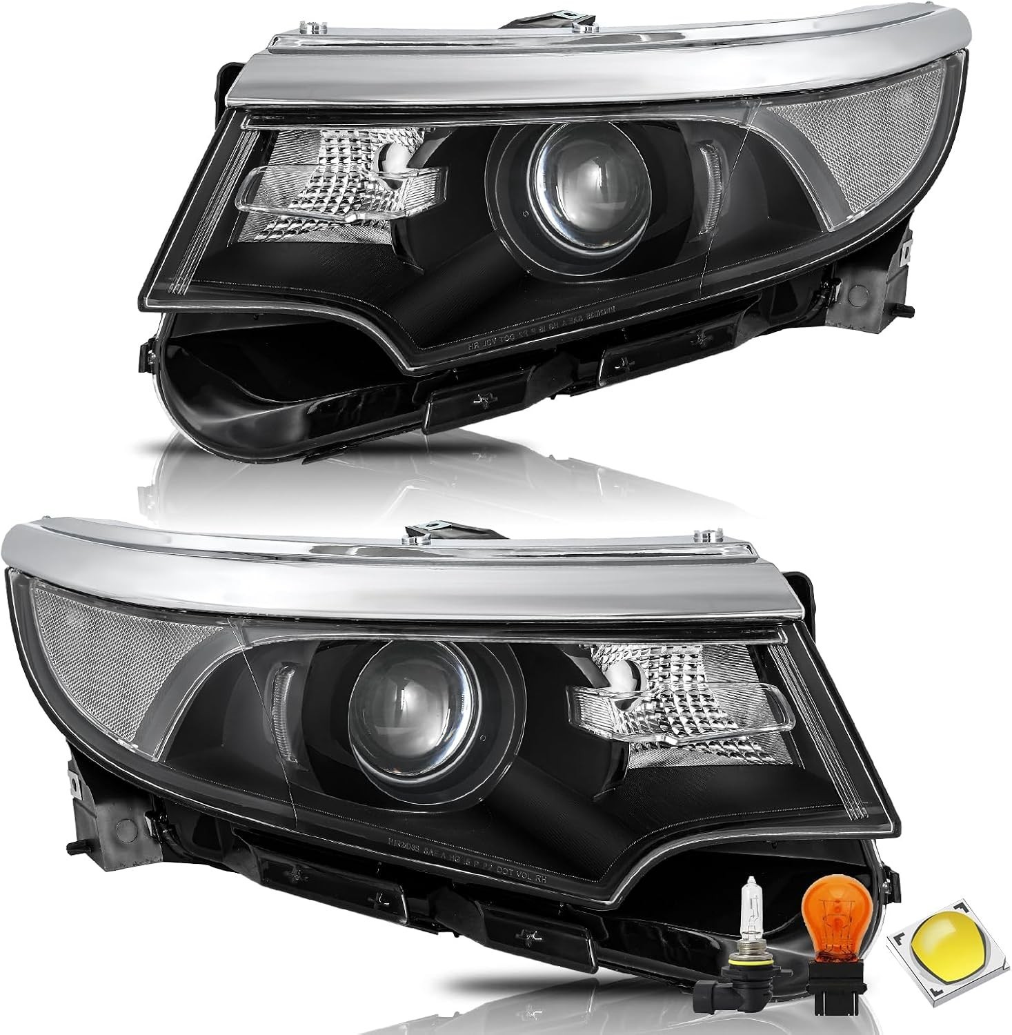 Bryght Halogen Headlight Assembly Fit for 2011 2012 2013 2014 Ford Edge