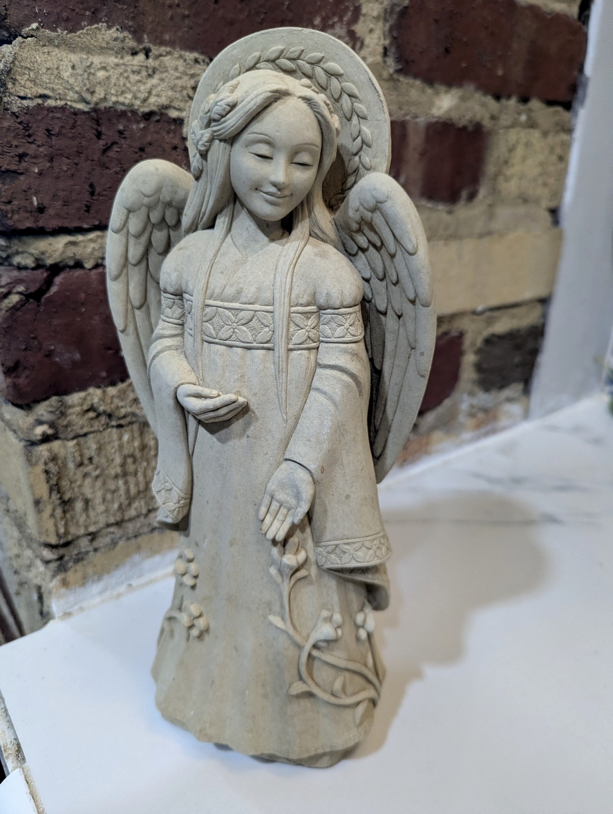 Vintage George Carruth Standing Stoneware Angel Figure Sculpture